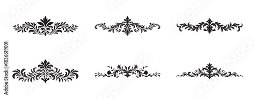 Collection of six decorative vintage ornamental borders and dividers