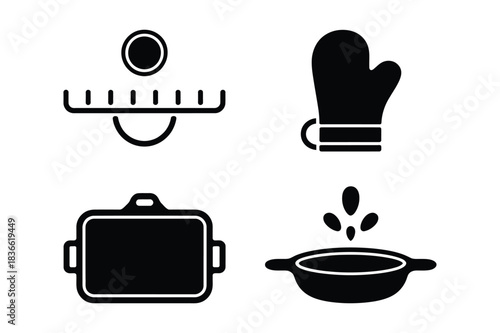 Kitchen utensils and cooking icons set