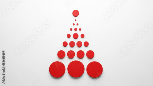 Abstract christmas tree shape made of red circle dot element isolated on white background