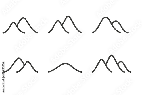 The image is a series of six mountain ranges, each with a different slope