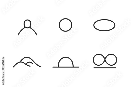 The image is a series of six different shapes, all in black