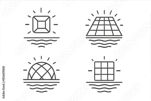 Four different shapes are shown in a black and white drawing