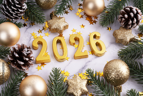 New year 2026 concept with Christmas decorations