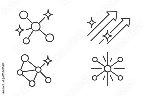 The four images are all related to the concept of networks and connections