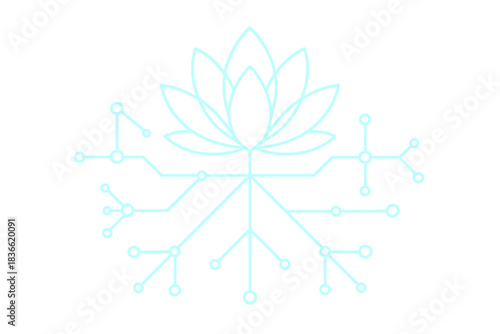 Blue and white flower with a lot of lines and dots surrounding it