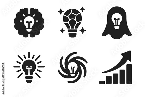 Set of six icons, each representing a different idea or concept