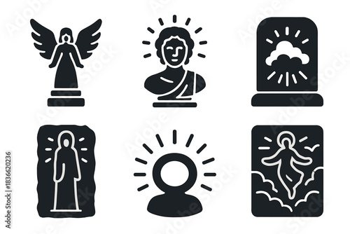 Black and white drawing of a person with a cross on their chest