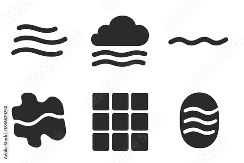 Series of black and white icons that represent different weather conditions