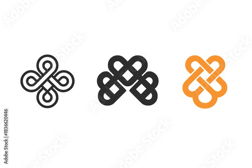 The three different designs are all made up of a cross and a heart