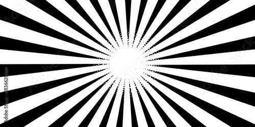 Black and white spiral background, swirling radial pattern, sport abstract vector illustration