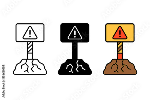 Three different signs with the same message, but each sign has a different color