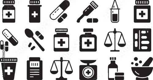 Pharmacy and Medical Icons Set vector