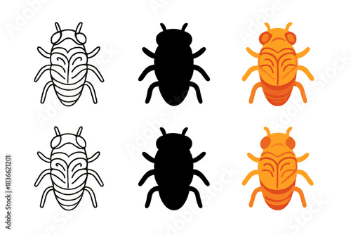 Colorful Insect Patterns. Exposed insect exoskeleton with intricate cryptic molt patterns, minimal vector icon, first in line