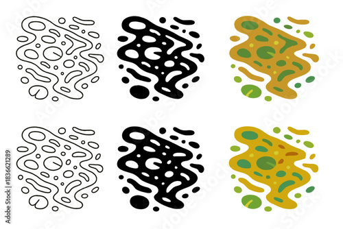 Abstract Peat Bog Patterns. Floating vegetation and organic debris forming memory-like patterns in peat bog, abstract minimalist