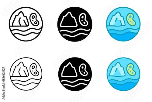 Extremophile Ecosystem Balance. Abstract representation of extremophile cold ecosystem, circular balance between ice, life, and