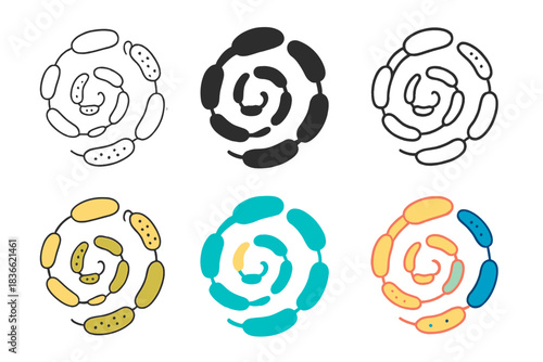 Microbial Life Cycle Spiral. Abstract spiral of yeast and bacteria life cycle, continuous motion showing invisible microbial