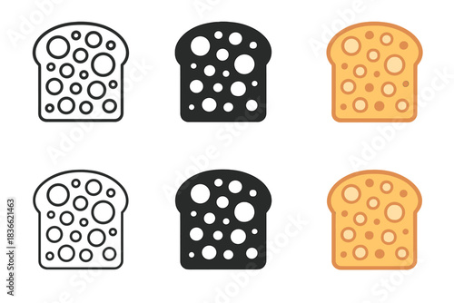 Artisan Bread Alveoli Icon. Detailed bubble pattern icon illustrating alveoli distribution inside artisan loaf, circular minimal