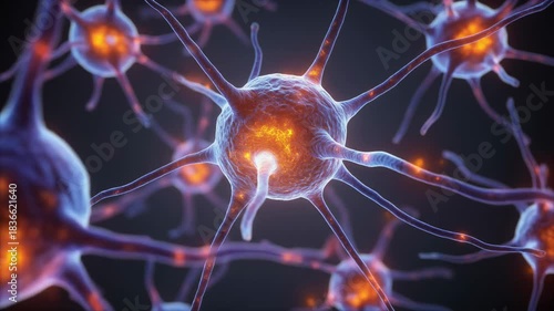 Microscopic view of active neurons with pulsating light in the hippocampus