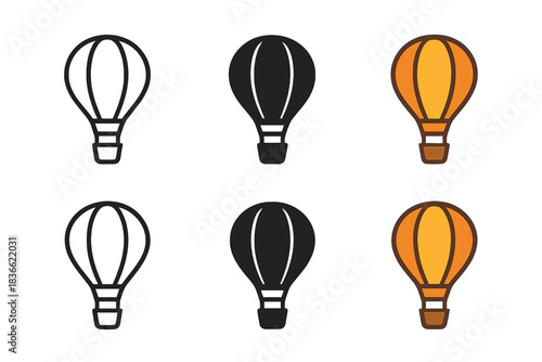 Balloon Adventure Emblem. Balloon Sky Basket, minimalist travel emblem symbolizing freedom, elevation, and gentle adventure, first