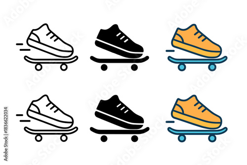 Sleek Skateboard Shoe Emblem. Skateboard Park Shoe, minimalist street emblem symbolizing motion, balance, and creative expression,