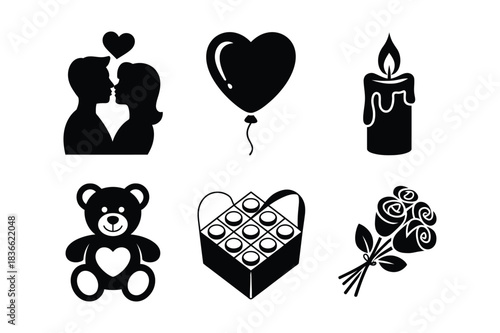 Collection of valentine s day icons silhouettes