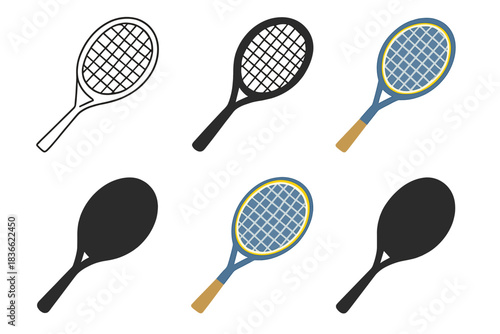 Racket Design Variations. American football helmet with face guard front view first in line style with thin outline, second in