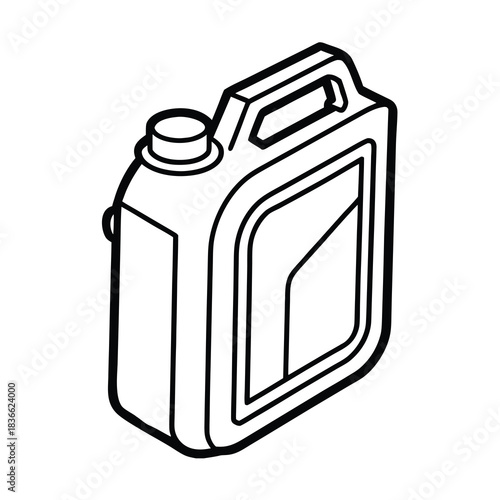 Plastic blue jerrycan oil bottle or fuel canister isolated on white background