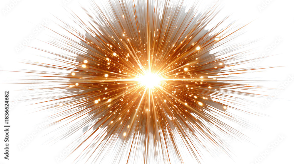 Fototapeta premium Radiant Burst of Light: A dazzling display of golden light explodes outwards, illuminating with brilliance and energy, creating an impression of radiant force.