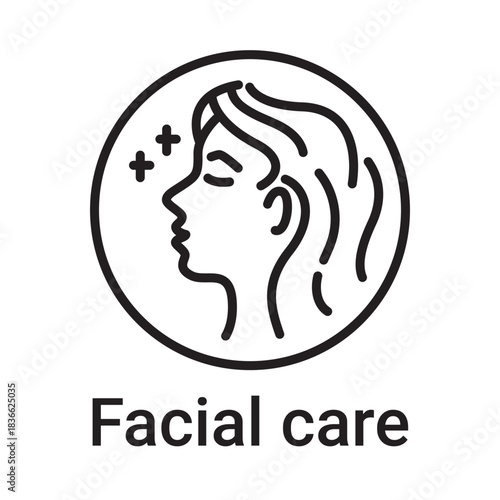Facial care icon. Vector line symbol for a website, product card, presentation and mobile app, packaging or instruction. Editable outline sign