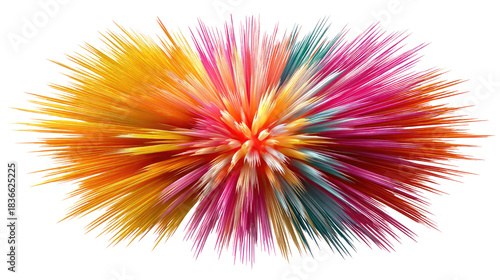 Explosive Colors: A dynamic burst of vibrant hues radiates outwards, creating an eye-catching display of energy and movement. It is a stunning visual metaphor for creativity.