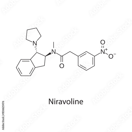 Niravoline Molecular Structure Vector skeletal formula on white background. Simple chemical illustration.