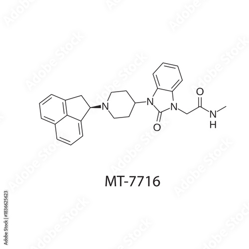 MT-7716 Chemical Structure Illustration skeletal formula on white background. Simple chemical illustration.