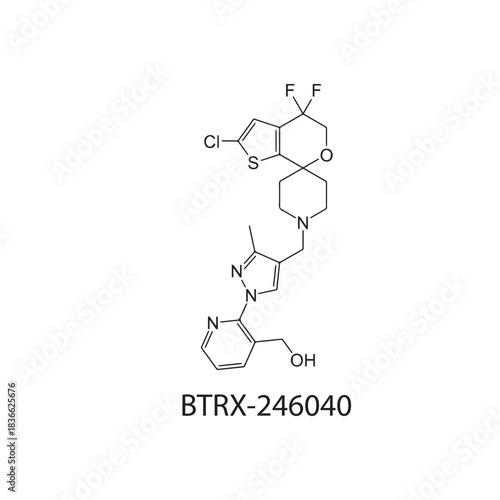 BTRX-246040 Molecular Structure Illustration skeletal formula on white background. Simple chemical illustration.