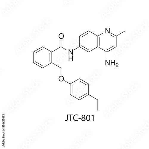JTC-801 Molecular Structure Diagram skeletal formula on white background. Simple chemical illustration.