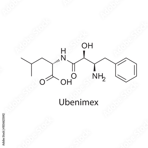 Ubenimex Molecular Structure Illustration skeletal formula on white background. Simple chemical illustration.