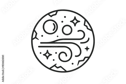 Frozen Breath Icons. Line style vector icons of Frozen Breath: icy circles, mist flow, fractured edges, smooth beams, subtle