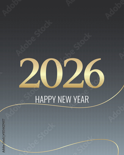 Elegant Golden Happy New Year 2026 Celebration Poster