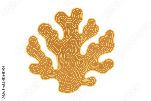 Coral Glow Patterns. Charming doodle coral shaped in beautiful topographic growth rings, softly glowing lines tracing its organic