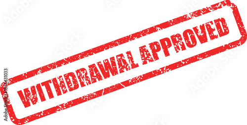 The red rectangular stamp displaying withdrawal approved shows a distressed texture and transparency across white