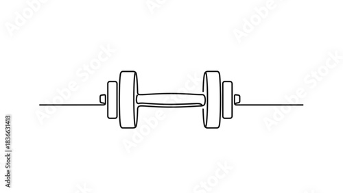 Dumbbell weight lifting fitness exercise gym workout strength training single line art vector design