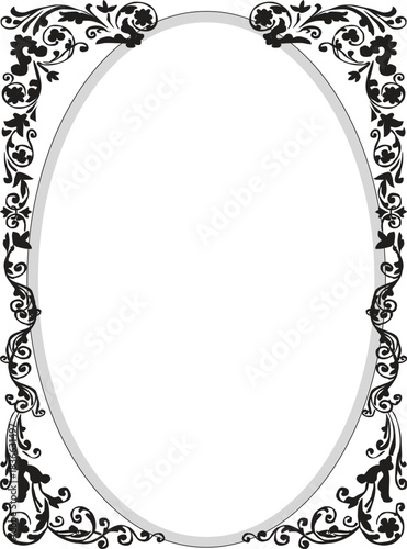 black decorated vertical frame oval shape ornament