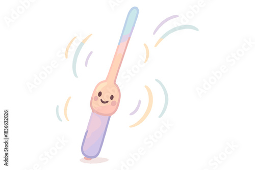 Joyful Conductor's Baton. A friendly "team tempo" conductor's baton with joyful motion lines, soft magical pastel tones, No text,