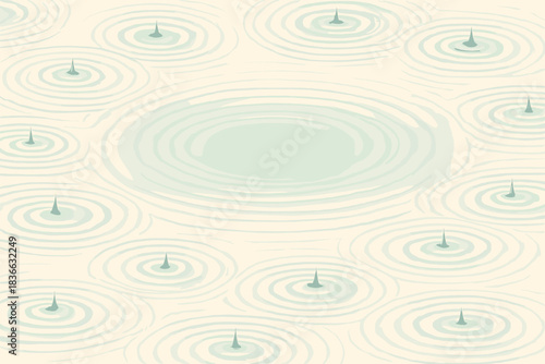 Teal Ivory Ripples. a pattern of ripples spreading evenly from multiple drops merging into one calm wave, soft teal and ivory