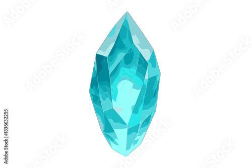 Glowing Crystal Shard. a faceted crystal shard glowing with inner light symbolizing “clarity,” clear aqua and frost tones, No text