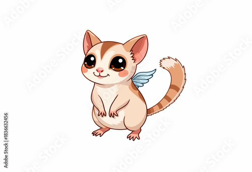 Adorable Cartoon Creature with Wings and Striped Tail Delighting Viewers with Its Expressive Big Eyes and Cute Paws