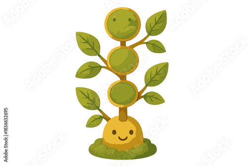 Tree Progress Tracker. a cheerful progress tracker shaped like a growing tree with leaves representing milestones achieved, moss