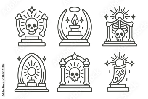 Divine Bone Icons. Icons for: celestial bone monument icons, divine ivory shrine carvings, ethereal tusk relic etchings, radiant