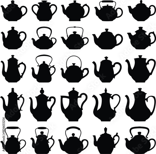 Teapot and Kettle Silhouette Vector Collection