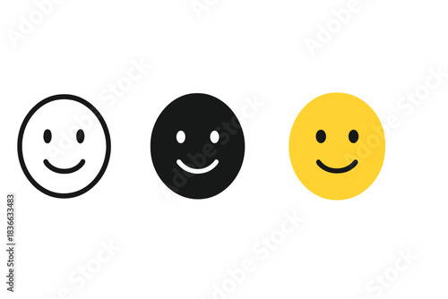 Geometric Emotion Icons. three minimal vector icons of geometric emotion icons arranged as a customizable toolkit, line outline