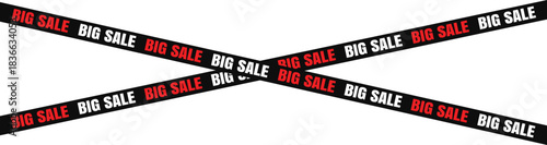 Diagonal Big Sale Tape Crossing Over White Background for Advertising Promotions Retail Occasions and Clearance Events for Holiday Seasons and Sales